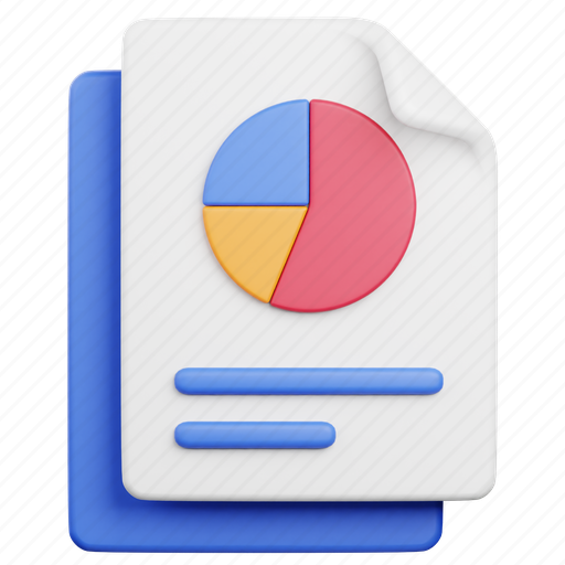 Document, file, data, report, pie chart, chart, business 3D illustration - Download on Iconfinder