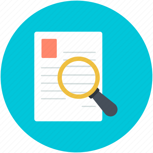 Document, magnifier, paper searching, searching document, text searching icon - Download on Iconfinder