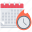 business, calendar, clock, deadline, fire, time, work 