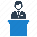 presentation, speech, politician