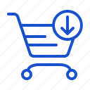 arrow down, cart, download, ecommerce, shopping