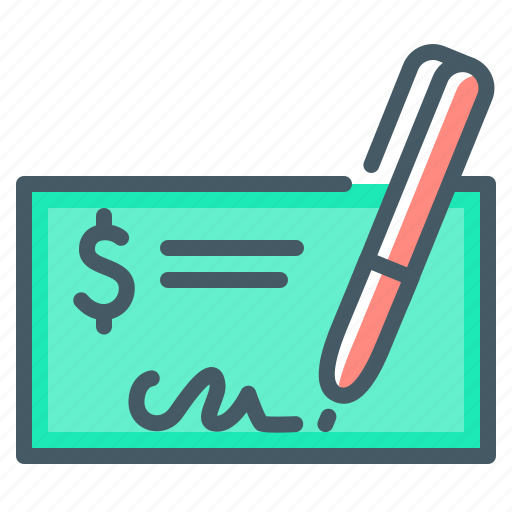 Bank, bank check, check, money, pen icon - Download on Iconfinder