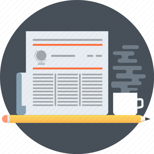 Coffee, learn, news, newspaper, pen, report icon - Download on Iconfinder