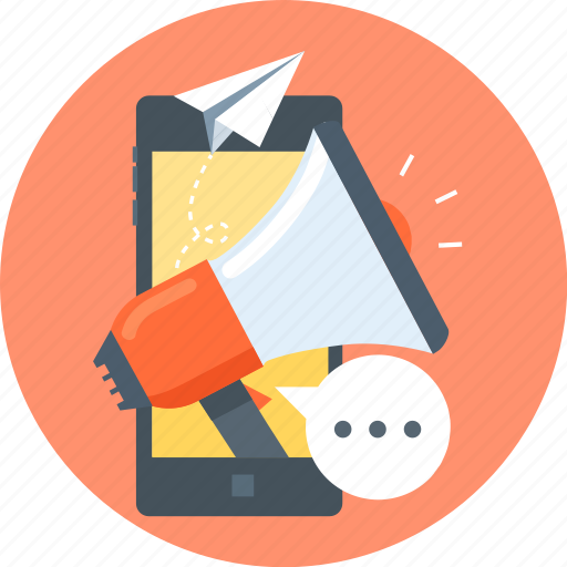 Marketting, megaphone, mobile, paper plane, phone, promotion icon - Download on Iconfinder