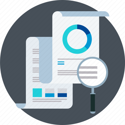 Accounting, magnifier, reports, statistics, study icon - Download on Iconfinder