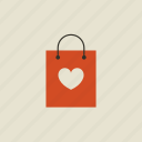 bag, commerce, ecommerce, heart, love, retail, shopping