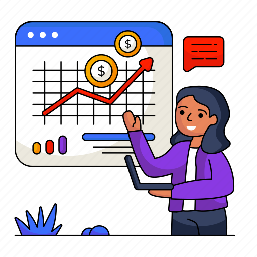 Financial forecast, male, character, strategy, management illustration - Download on Iconfinder