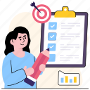 list, goal, clipboard, target, business, checklist