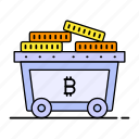 bitcoin, bitcoin mining cart, cryptocurrency, mining cart, pushcart, trolley