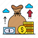 banking, currency, dollar bag, finance, growth, money, payment, cash