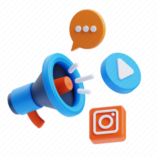 Social media, marketing, advertisement, promotion, advertising, megaphone, ads 3D illustration - Download on Iconfinder