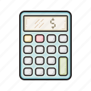 dollar, calculator, finance, buttons, screen, display