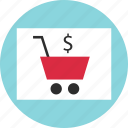 cart, circle, dollar, online, shop, shopping, sign