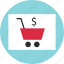 cart, circle, dollar, online, shop, shopping, sign 
