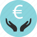 euro, growing, hands, money, open, sign, wealth