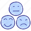 emojis, emoticon, feedback, happy, impressions, sad, smiley 