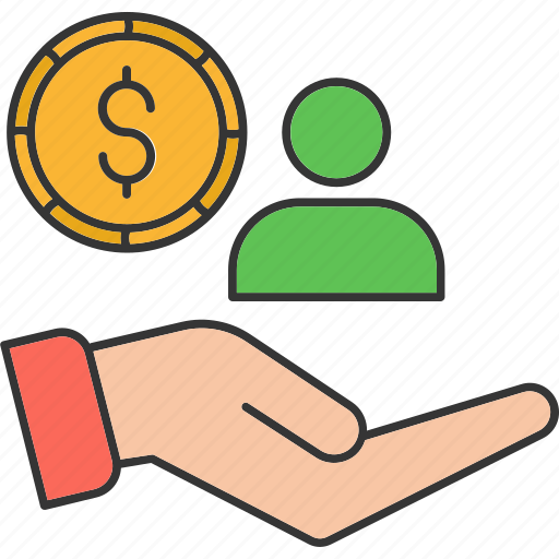 Dollar, in, hand, finance, money, business, with icon - Download on Iconfinder