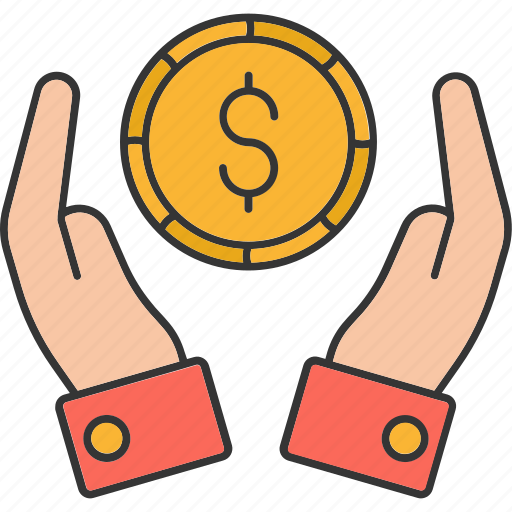Dollar, on, hand, currency, coin, finance icon - Download on Iconfinder