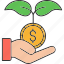money, plant, finance, illustration, hand, vector 