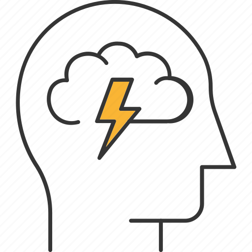 Thunderstorm, human, brain, thunder, head icon - Download on Iconfinder
