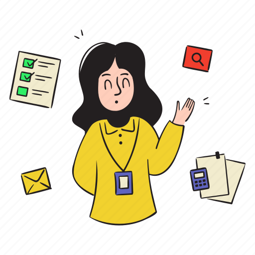 Businesswoman, explaining, financial, checklist illustration - Download on Iconfinder