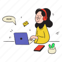 businesswoman, receiving, message, email 