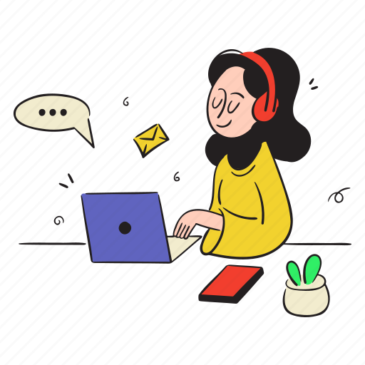 Businesswoman, receiving, message, email illustration - Download on Iconfinder