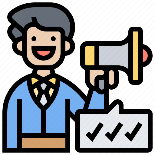 Business, cronyism, megaphone, promote, smile icon - Download on Iconfinder