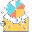 attachment, email report, envelope, newsletter, pie chart, presentation, statistics 