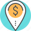 dollar, location, mapping, mark, money, pin, place 