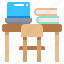 book, chair, desk, laptop, table 