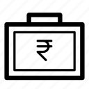 bag, cash, currency, finance, money, rupee, suitcase