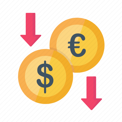 Currency, decrease, dollar, drop, euro, finance, money icon - Download on Iconfinder