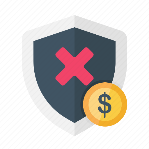 Currency, dollar, finance, money, no protection, not safe, shield icon - Download on Iconfinder