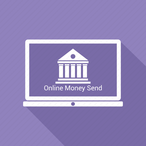 Bank, laptop, online money send icon - Download on Iconfinder