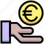 business, coin, euro, financial, give, hand, money 