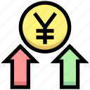 arrows, business, financial, money, profit, up, yen