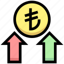 arrows, business, financial, lira, money, profit, up