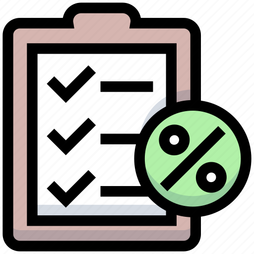 Business, checklist, clipboard, discount, financial, list, percentage icon - Download on Iconfinder