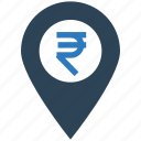 business, financial, gps, location, map pin, rupee