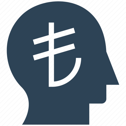Brain, business, financial, head, lira, money, thought icon - Download on Iconfinder