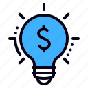 bulb, creativity, dollar, idea, money