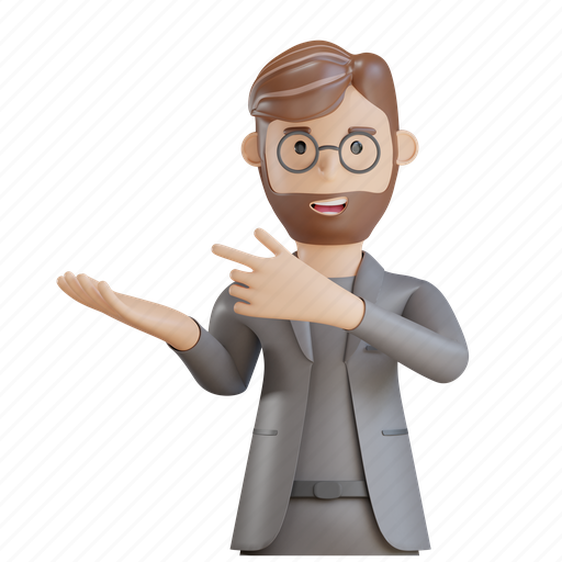 Businessman, business man, showing, left, right, business, pointing 3D illustration - Download on Iconfinder