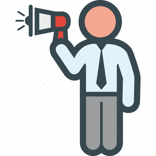 Communication, executive, man, megaphone, speach icon - Download on Iconfinder