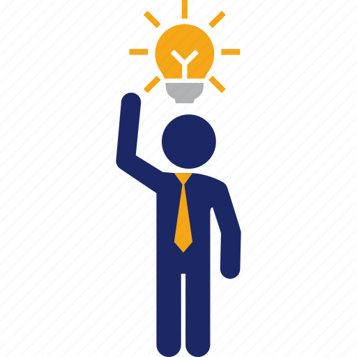 Bulb, business, clever, good, idea, man icon