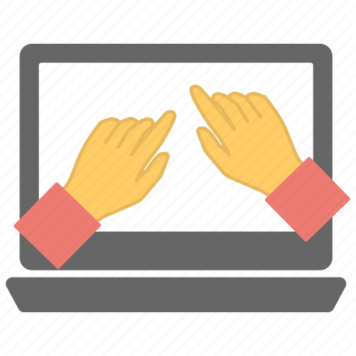 Computer usage, hand on laptop, man control, online control, technology usage icon - Download on Iconfinder