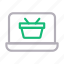basket, laptop, online, shopping, trolley 
