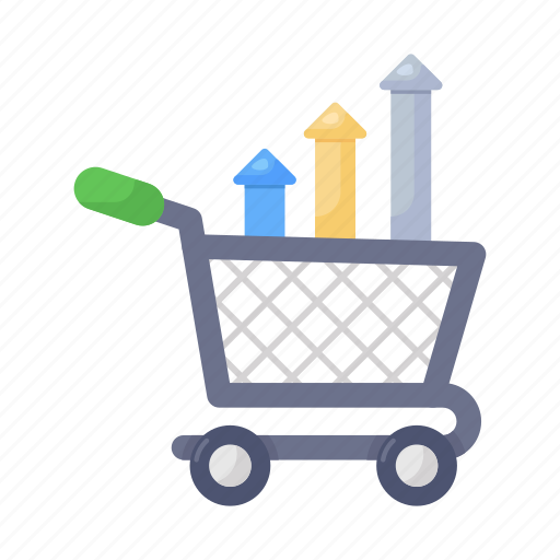 Commerce, growth, shopping increase, shopping growth, commerce growth, shopping trolley, shopping cart icon - Download on Iconfinder