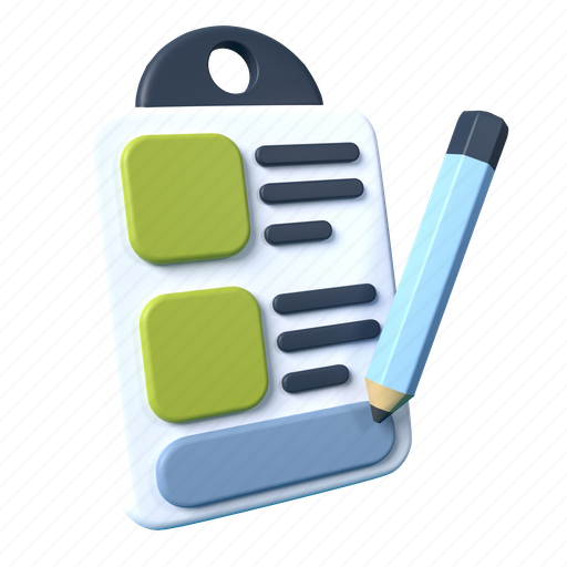 Clipboard, document, file, pencil 3D illustration - Download on Iconfinder