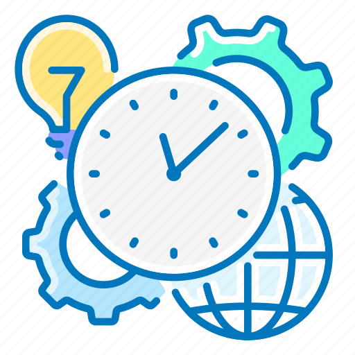Time, gears, clock, light, bulb, globe icon - Download on Iconfinder